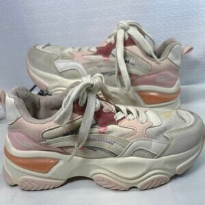 Warrior Pink Cream Flowers Althletic Walking Sneakers women sz US 6.5 EU 37